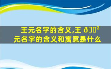 王元名字的含义,王 🌲 元名字的含义和寓意是什么